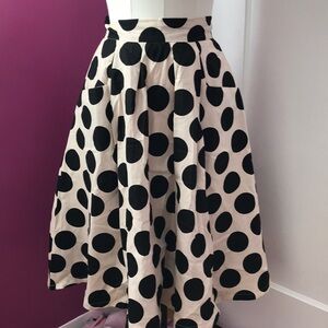 Large polka dot pleated skirt